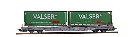 074-2291170 - H0m - Tragwagen mit Container (Valser) R-w 8380, RhB, Ep. VI